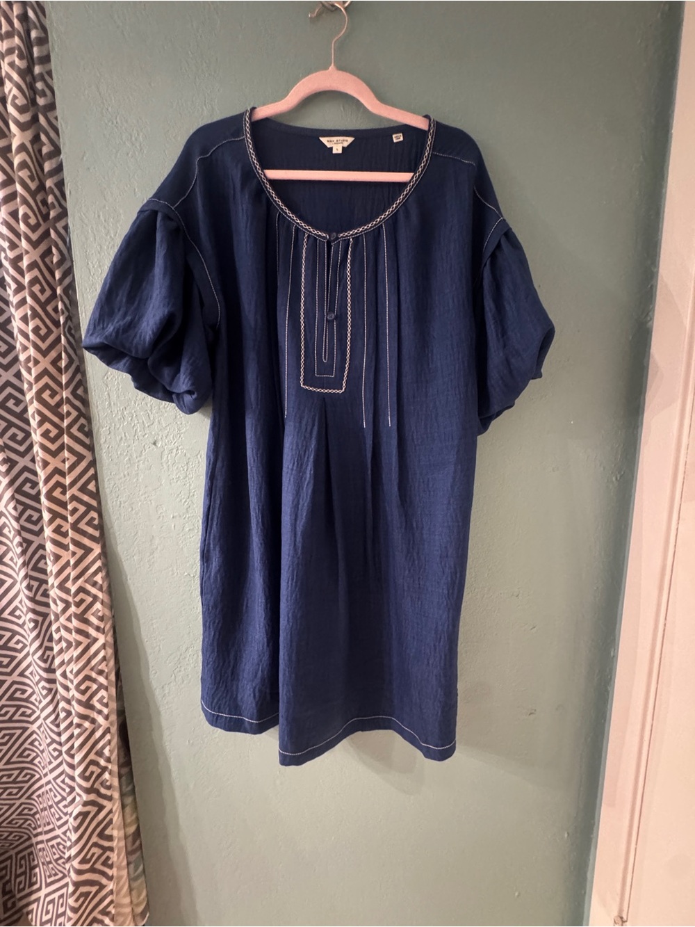 Navy Blue Embroidered Tunic Top/Dress
